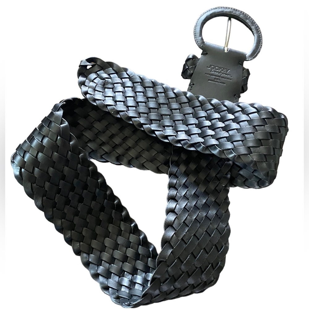 Jockey Woven Black Leather Belt for Women